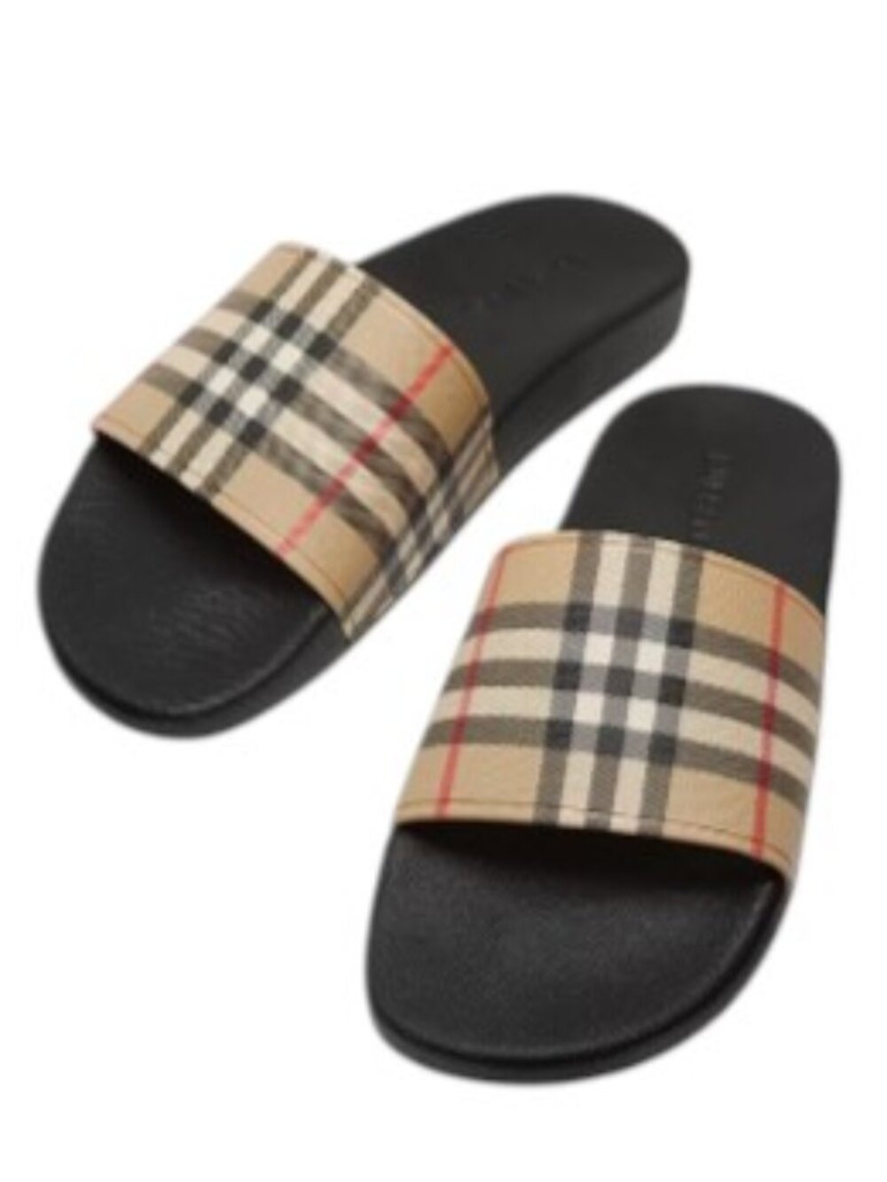 NEW BURBERRY Mens Furley Check Slide Sandals Size 8/EU 41 Arcive Beige